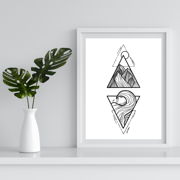 Kunstdruck Triangle Welle und Berge